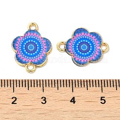 プリント合金エナメルコネクタチャーム  花のリンク  ライトゴールド  ショッキングピンク  14x18x1.5mm  穴：1.5mm&nbsp;ENAM-N056-200F