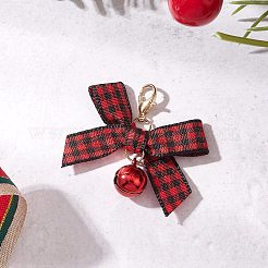 Латунный колокольчик и подвеска-бантик из полиэстера ручной работы&nbsp;HJEW-JM04403-02