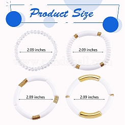 4 шт. 4 стильных акриловых массивных изогнутых браслета из эластичной трубки&nbsp;BJEW-SW00074-06