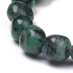 Braccialetti con perline elasticizzate con rubini naturali in zoisite&nbsp;BJEW-K213-C07