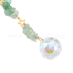 Круглые стеклянные подвесные ловцы солнца из кусочков натурального зеленого авантюрина HJEW-JM04209-01