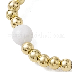 Bracelets extensibles ronds en acier inoxydable 304 et perles de jade blanc naturel pour femmes&nbsp;BJEW-JB11053-02