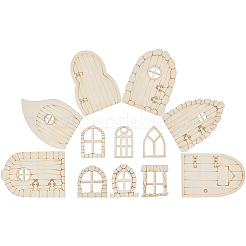 48 шт. 12 стиля необработанная деревянная дверь-фара DIY-GF0011-21