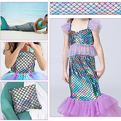 Блестящая голограмма спандекс русалка ткань с принтом рыбьей чешуи DIY-WH0304-478