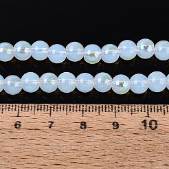 Chapelets de perles en verre d'imitation jade électrolytique&nbsp;EGLA-Q132-6MM-01B-02