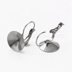304ステンレススチールフレンチフックピアス金具  ラインストーンのセッティングで  ステンレス鋼色  18x12.5mm  ピン：0.7mm  11.5mmのラインストーンに適する&nbsp;STAS-L253-006B-P