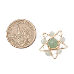 Подвески из медной проволоки с натуральным зеленым авантюрином&nbsp;PALLOY-TA00368-04