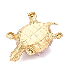 天然ローズクォーツのクラスターと亜鉛合金製の亀の置物  装飾品 ホーム オフィス デスクトップ装飾  ゴールドカラー  111~116x83~84x44~52mm&nbsp;G-Q615-01A