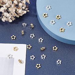 40 шт. 2-цветная стойка с покрытием из экологически чистой латуни с бусинами KK-FH0004-05