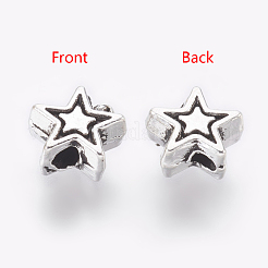 Сплавочные овальные бусины тибетского стиля  TIBEB-01-AS-RS