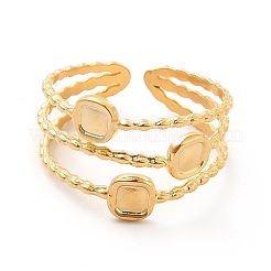 Ионное покрытие (ip) квадратное открытое манжетное кольцо из нержавеющей стали 304 RJEW-F131-09G