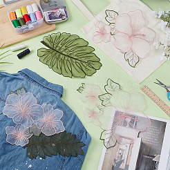 5 Stück Organza-Blume und -Blatt.&nbsp;DIY-WH0622-250