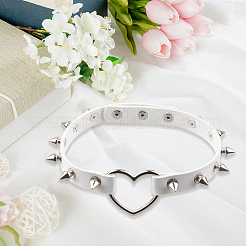 Regolabile regolabile gotico pu pelle lega rivetto a punta cuore collane girocollo per le donne&nbsp;NJEW-WH20816-006P-A