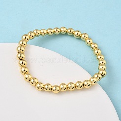 Stretch-Armbänder aus Messing mit runden Perlen für Männer und Frauen&nbsp;BJEW-B148-05D-G