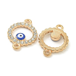 合金ブルーエナメルイーブルアイコネクタチャーム  クリスタルラインストーンリンク  ゴールドカラー  リング  24x17x3mm  穴：2mm&nbsp;ENAM-S003-03E