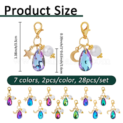 28 шт. 7-х цветные стеклянные и акриловые подвесные украшения&nbsp;HJEW-FH00134