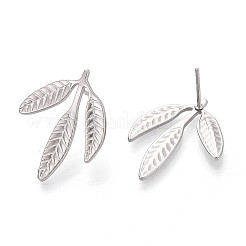 Некорневая нержавеющая сталь 304 серьги-гвоздики в форме листа для женщин&nbsp;EJEW-F300-11P