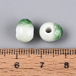 手作りクラックル磁器ビーズ  グラデーション釉薬を施したセラミックビーズ  ティアドロップ  ミディアムシーグリーン  9~10x8x7mm  穴：2mm&nbsp;PORC-Q008-06B-05