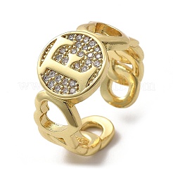 Открытые манжеты из латуни с микропаве и прозрачным цирконием для женщин&nbsp;RJEW-K289-02G-F