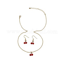 Комплекты из ожерелий и висячих серег из вишневого железа WG28C96-01