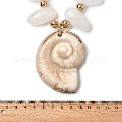 Летние пляжные ожерелья из пластиковых бусин CCB с подвеской в форме раковины из смолы и цепочками с литой отделкой&nbsp;LS-NJEW-D336-03B-G