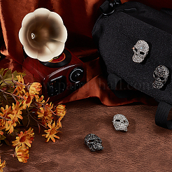 4 шт. 2-х цветные броши из цинкового сплава со стразами в виде черепа для одежды рюкзака JEWB-PH0001-38