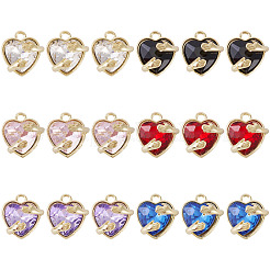 18 Stück 6 Farben Legierung Glas Charms&nbsp;FIND-TA0009-91G