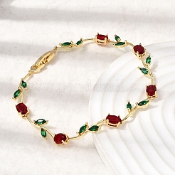 Bracciali a catena con maglie in ottone micro pavé di zirconi cubici per donna&nbsp;LS-BJEW-D455-01G-04