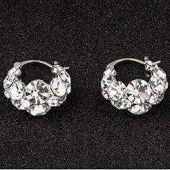 Серьги-кольца из латуни и хрустальных страз&nbsp;FS-WG0779A-01