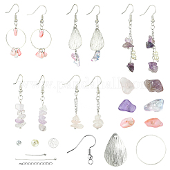 Набор висячих сережек из натуральных драгоценных камней своими руками DIY-FS0006-91