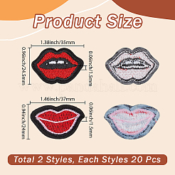 40 Stück 2 Stile Lippe Polyester computergesteuerte Stickerei Stoff zum Aufbügeln/Aufnähen Patches&nbsp;DIY-GF0012-58
