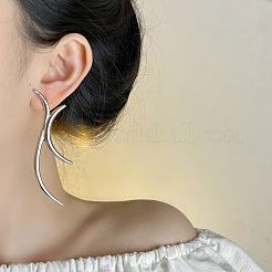 Серьги-гвоздики из сплава с дугообразными линиями&nbsp;FS-WGE611E-02