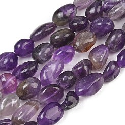 天然石アメジストビーズ連売り  ナゲット  タンブルストーン  9~11x8~10x6~10mm  穴：0.8mm  約18~19個/連  6.89~7.28''（17.5~18.5センチメートル）&nbsp;GG-CBA787B-A08