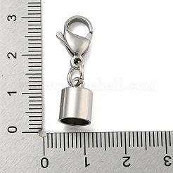 変色しにくい304ステンレススチールコードエンド  カニカン付き  ステンレス鋼色  29mm  内径：7mm&nbsp;STAS-K273-07C-P
