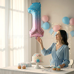 Globos de película de aluminio degradado número 1&nbsp;AJEW-TADJ0001-23B