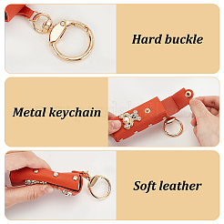 3 шт. 3 цвета искусственная кожа и пластиковый жемчуг и стразы держатель для помады брелок AJEW-GO0001-84