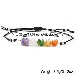 Bracelets à maillons en éclats de pierres précieuses naturelles mélangées et perles de laiton&nbsp;CL3934-1