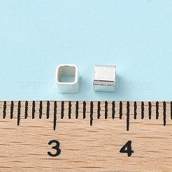 925純銀製のチューブビーズ  正方形  銀  3x3x3mm  穴：2.4x2.4mm&nbsp;STER-P053-07B-S