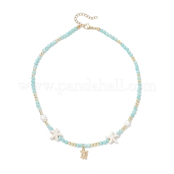 Ожерелья с подвеской в виде черепахи из натурального амазонита круглой огранки&nbsp;NJEW-JN05496-04