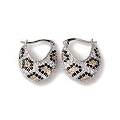 Серьги-кольца v-образной формы с микропаве из кубического циркония из латуни EJEW-H165-06P