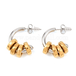 Двухцветные серьги-гвоздики в форме буквы С из нержавеющей стали 304&nbsp;EJEW-K268-78GP