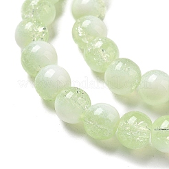 クラックガラスビーズ  ロンデル  淡緑色  6mm&nbsp;X1-GLAA-U001-6mm-09