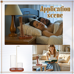 Подсвечник на стеклянной и деревянной основе&nbsp;AJEW-WH0455-260