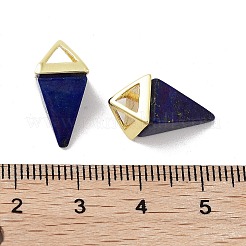 天然石ラピスラズリペンダント  金メッキの真鍮製金具が付いた三角形のチャーム  18.5mm  穴：2x3mm&nbsp;G-A222-02G-06