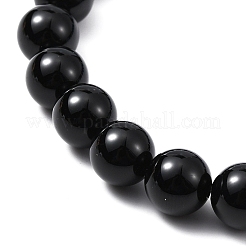 Круглый браслет из бусин натурального голубого авантюрина и черного оникса&nbsp;BJEW-TA00427-02