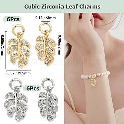 12шт 2 цвета латунные микро проложить кубический цирконий шармы&nbsp;KK-BBC0005-68