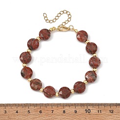 Armbänder aus natürlichem Sesamjaspis und Messing-Zwischenperlen für Damen&nbsp;BJEW-JB14112-04