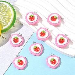 15 шт. подвески в виде клубники с платиновым покрытием из железа&nbsp;RESI-YW0005-04