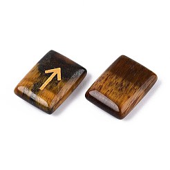 25 шт. прямоугольных рунических камней из натурального тигрового глаза с гравировкой алфавита Старшего Футарка G-T142-35