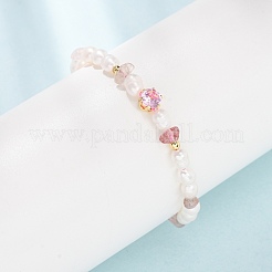 Bracelets en quartz fraise naturel et perles de riz naturelles&nbsp;GG-CBA3297-13G-C